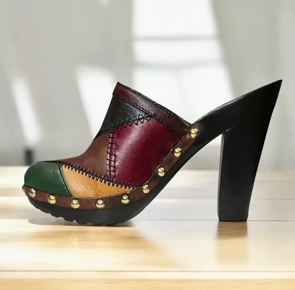 Y2K Coach Q242 Emilia Patchwork Leather Mule Size 6.5M